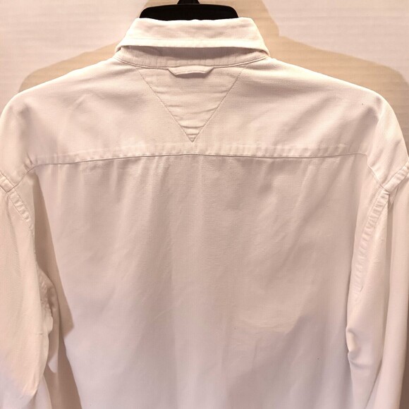 Vtg Tommy Hilfiger Shirt Men L  White Button Up Long Sleeve Pockets Preppy Y2K - Picture 9 of 12